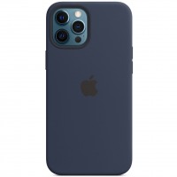 Чехол Silicone case (AAA) full with Magsafe для Apple iPhone 12 Pro / 12 (6.1'') Синій (15136)