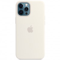 Чехол Silicone case (AAA) full with Magsafe для Apple iPhone 12 Pro / 12 (6.1'') Білий (15131)