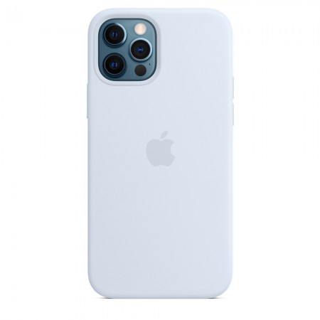 Чехол Silicone case (AAA) full with Magsafe для Apple iPhone 12 Pro Max (6.7'') Голубой (22449)