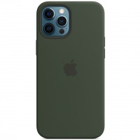 Чехол Silicone case (AAA) full with Magsafe для Apple iPhone 12 Pro Max (6.7'') Зелений (15153)