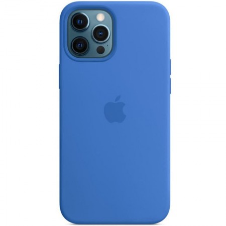 Чехол Silicone case (AAA) full with Magsafe and Animation для Apple iPhone 12 Pro Max (6.7'') Синий (29676)