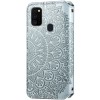 Кожаный чехол книжка GETMAN Mandala (PU) для Samsung Galaxy A32 4G Серый (18041)