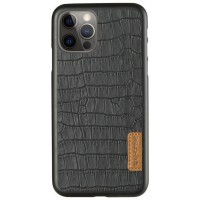 Кожаная накладка G-Case Crocodile Dark series для Apple iPhone 12 Pro / 12 (6.1'') Черный (18349)