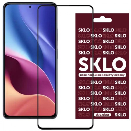 Защитное стекло SKLO 3D (full glue) для Xiaomi Redmi K40 / K40 Pro / K40 Pro+ / Poco F3 / Mi 11i Чорний (19726)