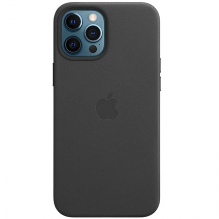 Кожаный чехол Leather Case (AAA) with MagSafe and Animation для Apple iPhone 12 Pro / 12 (6.1'') Чорний (17469)