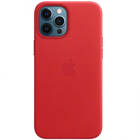 Кожаный чехол Leather Case (AAA) with MagSafe and Animation для Apple iPhone 12 Pro / 12 (6.1'') Червоний (17470)