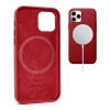 Кожаный чехол Leather Case (AAA) with MagSafe and Animation для Apple iPhone 12 Pro / 12 (6.1'') Червоний (17470)