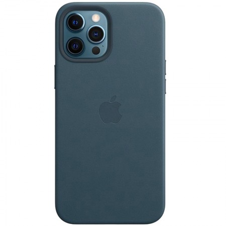 Кожаный чехол Leather Case (AAA) with MagSafe and Animation для Apple iPhone 12 Pro / 12 (6.1'') Блакитний (17651)