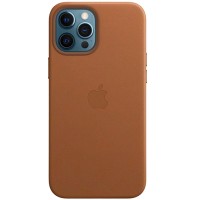 Кожаный чехол Leather Case (AAA) with MagSafe and Animation для Apple iPhone 12 Pro / 12 (6.1'') Коричневий (17649)