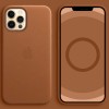 Кожаный чехол Leather Case (AAA) with MagSafe and Animation для Apple iPhone 12 Pro / 12 (6.1'') Коричневый (17649)