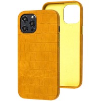 Кожаный чехол Croco Leather для Apple iPhone 12 Pro / 12 (6.1'') Желтый (16074)