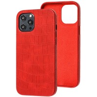 Кожаный чехол Croco Leather для Apple iPhone 12 Pro / 12 (6.1'') Красный (16072)