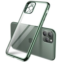 Прозрачный силиконовый чехол глянцевая окантовка Full Camera для Apple iPhone 12 Pro Max (6.7'') Зелений (22729)