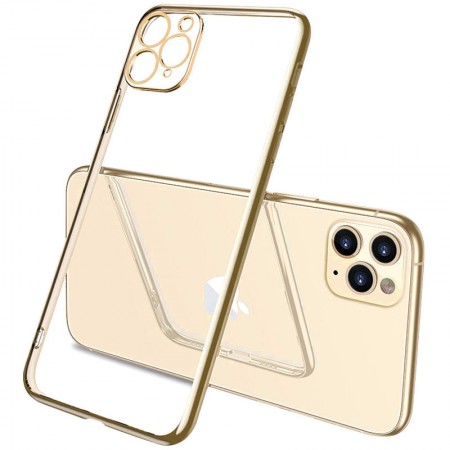Прозрачный силиконовый чехол с глянцевой окантовкой Full Camera для Apple iPhone 12 Pro Max (6.7'') Золотой (17655)