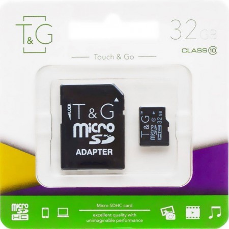 Карта памяти T&G microSDXC (UHS-1) 32 GB class 10 (c адаптером) Чорний (19798)