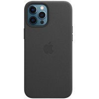 Кожаный чехол Leather Case (AAA) для Apple iPhone 12 Pro / 12 (6.1'') Черный (20986)
