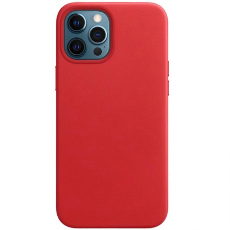 Кожаный чехол Leather Case (AAA) without Logo для Apple iPhone 12 Pro / 12 (6.1'') Красный (21191)