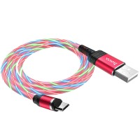 Дата кабель Hoco U90 ''Ingenious streamer'' MicroUSB (1m) Красный (21056)