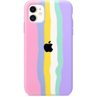 Чехол Silicone case Full Rainbow для Apple iPhone 11 (6.1'') Рожевий (22737)