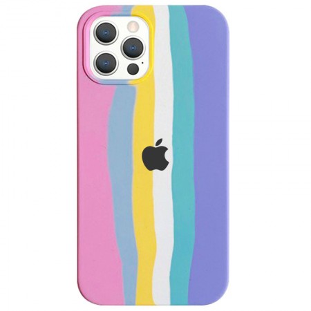 Чехол Silicone case Full Rainbow для Apple iPhone 12 Pro Max (6.7'') Рожевий (22745)