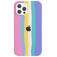 Чехол Silicone case Full Rainbow для Apple iPhone 12 Pro / 12 (6.1'') Рожевий (22741)