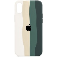 Чехол Silicone case Full Rainbow для Apple iPhone X / XS (5.8'') Білий (22747)