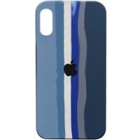 Чехол Silicone case Full Rainbow для Apple iPhone X / XS (5.8'') Блакитний (22749)