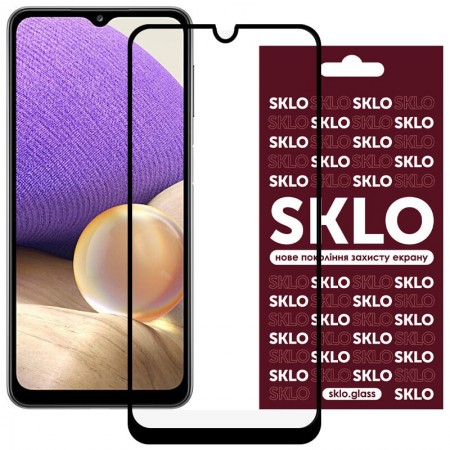 Защитное стекло SKLO 3D (full glue) для Samsung Galaxy A22 4G / M32 Чорний (22751)