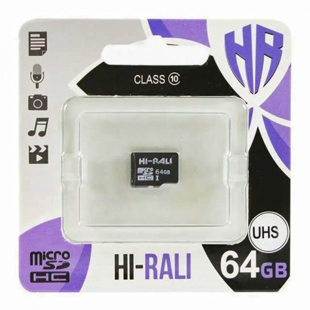 Карта памяти Hi-Rali microSDXC (UHS-1) 64 GB Card Class 10 без адаптера Черный (21809)