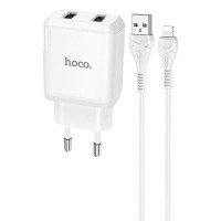МЗП HOCO N7 (2USB/2,1A) + USB - Lightning Білий (32923)