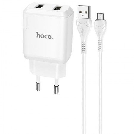 МЗП HOCO N7 (2USB/2,1A) + USB - MicroUSB Білий (40781)