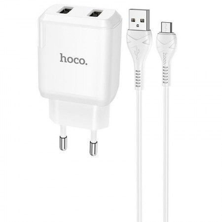 МЗП HOCO N7 (2USB/2,1A) + USB - MicroUSB Белый (40781)