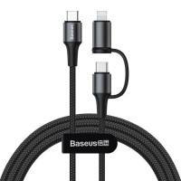 Дата кабель Baseus Twins 2in1 cable Type-C to Type-C 60W (20V/3A) + Lightning 18W (9V/2A) (1m) Черный (24067)