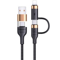 Дата кабель Usams US-SJ483 U62 USB + Type-C to Type-C + Lightning PD (1.2m) Чорний (22900)