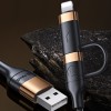 Дата кабель Usams US-SJ483 U62 USB + Type-C to Type-C + Lightning PD (1.2m) Черный (22900)