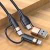 Дата кабель Usams US-SJ483 U62 USB + Type-C to Type-C + Lightning PD (1.2m) Чорний (22900)