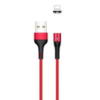 Дата кабель USAMS US-SJ333 U29 Magnetic USB to Lightning (1m) Червоний (22905)