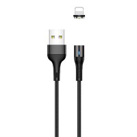 Дата кабель USAMS US-SJ333 U29 Magnetic USB to Lightning (1m) Чорний (22906)