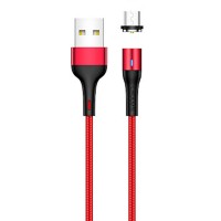 Дата кабель USAMS US-SJ338 U29 Magnetic USB to MicroUSB (2m) Червоний (22913)