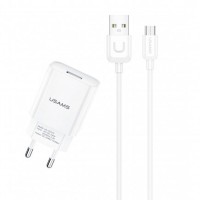 МЗП USAMS T21 Charger kit - T18 single USB + Uturn MicroUSB cable Белый (37715)