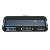 Переходник HUB Usams US-SJ492 Type-C Mini Hub (USB + HDMI + Type-C) Сірий (22934)