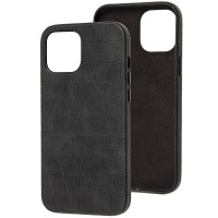 Кожаный чехол Croco Leather для Apple iPhone 12 mini (5.4'') Черный (22782)
