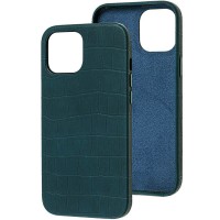 Кожаный чехол Croco Leather для Apple iPhone 12 mini (5.4'') Зелений (22783)