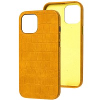 Кожаный чехол Croco Leather для Apple iPhone 12 mini (5.4'') Желтый (22785)