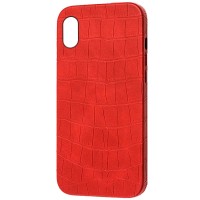 Кожаный чехол Croco Leather для Apple iPhone XS Max (6.5'') Червоний (22796)