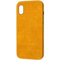 Кожаный чехол Croco Leather для Apple iPhone XS Max (6.5'') Желтый (22797)