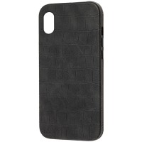 Кожаный чехол Croco Leather для Apple iPhone XR (6.1'') Чорний (22786)