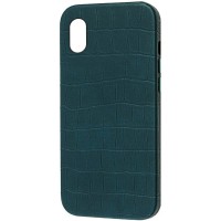Кожаный чехол Croco Leather для Apple iPhone XR (6.1'') Зелёный (22787)