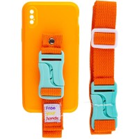 Чехол Handfree с цветным ремешком для Apple iPhone X / XS (5.8'') Оранжевый (29805)