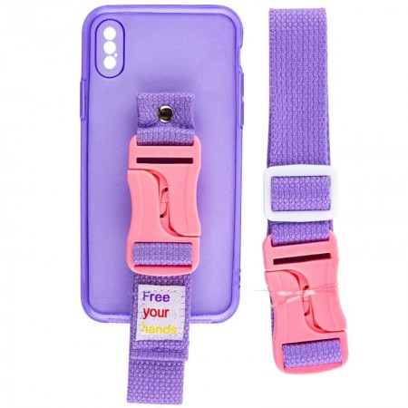 Чехол Handfree с цветным ремешком для Apple iPhone X / XS (5.8'') Фіолетовий (29807)